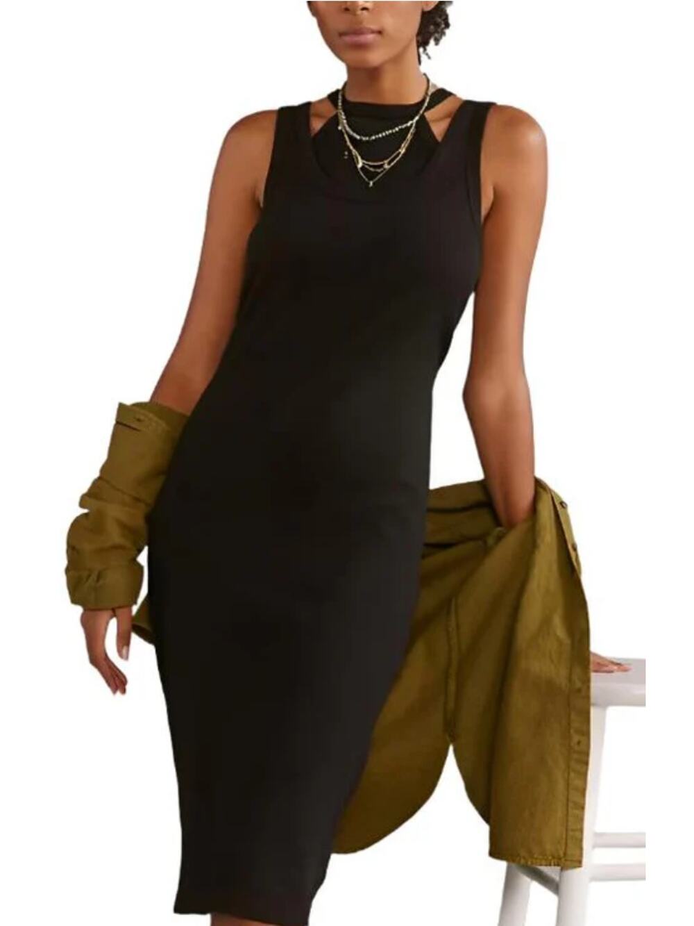 T.LA Black Layered Ribbed Tank Dress